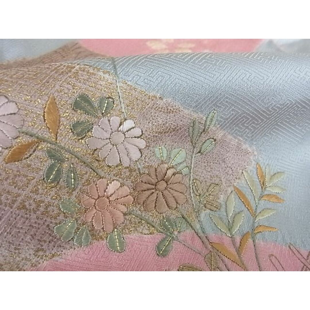 平和屋2■訪問着　刺繍　絞り　重山花文　金彩　逸品　未使用　DAAB2332az レディースの水着/浴衣(着物)の商品写真