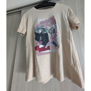 GU　SUNDAY ISSUE 猫Tシャツ　ベージュL(Tシャツ(半袖/袖なし))