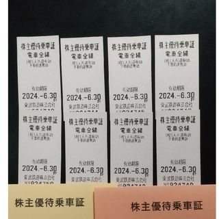 東武鉄道株主優待乗車券 ８ 枚２０２４年６月３０日まで有効(鉄道乗車券)