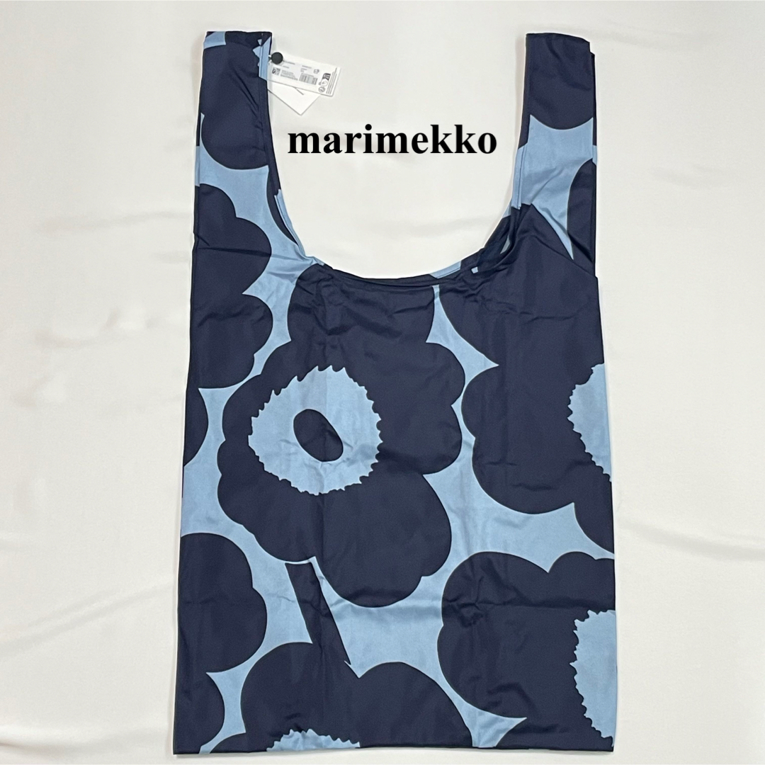 marimekko(マリメッコ)の☆marimekko☆Unikko スマートバッグ☆ダークネイビー×ライトブルー レディースのバッグ(エコバッグ)の商品写真