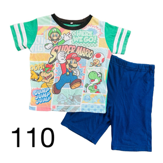 スーパーマリオブラザーズ　光る　パジャマ　半袖　夏服　寝巻　男の子　110(パジャマ)