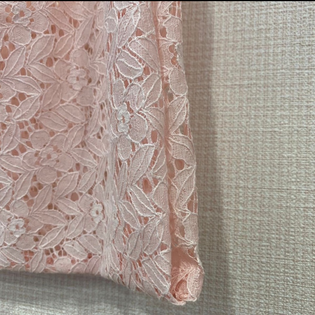 ⭐︎コードレースエコバッグ　1枚　薄ピンク色　刺繍レース生地　 レディースのバッグ(エコバッグ)の商品写真