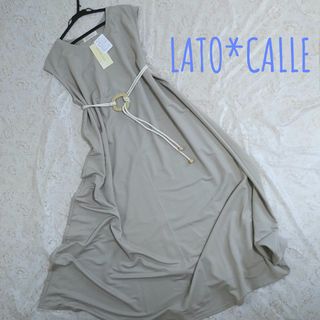 LATO✽CALLE ノースリーブ ロングワンピース m グレージュ(ロングワンピース/マキシワンピース)