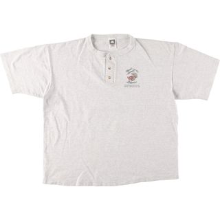 古着 90年代 COTTON DELUXE ヘンリーネック バックプリント プリントTシャツ USA製 メンズXL  ヴィンテージ  /eaa438814(Tシャツ/カットソー(半袖/袖なし))