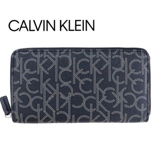 カルバンクライン(Calvin Klein)のカルバンクライン ラウンドファスナー長財布 CK ロゴプリント ブラック 箱付(長財布)