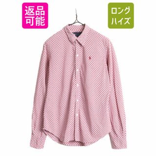 ラルフローレン(Ralph Lauren)の90s ラルフローレン チェック 長袖 シャツ レディース M / 古着 90年代 オールド ポロ スポーツ コットン ブラウス ワンポイント 2トーン(カットソー(長袖/七分))