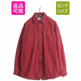 US企画 カーハート コットン キャンバス シャツ ジャケット メンズ M / CARHARTT ワーク ダック チェック ライナー付き 長袖シャツ エンジ(ブルゾン)