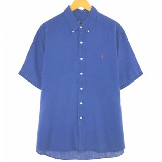 ラルフローレン(Ralph Lauren)の古着 ラルフローレン Ralph Lauren 半袖 リネン ボタンダウンシャツ メンズXXL /eaa444647(シャツ)