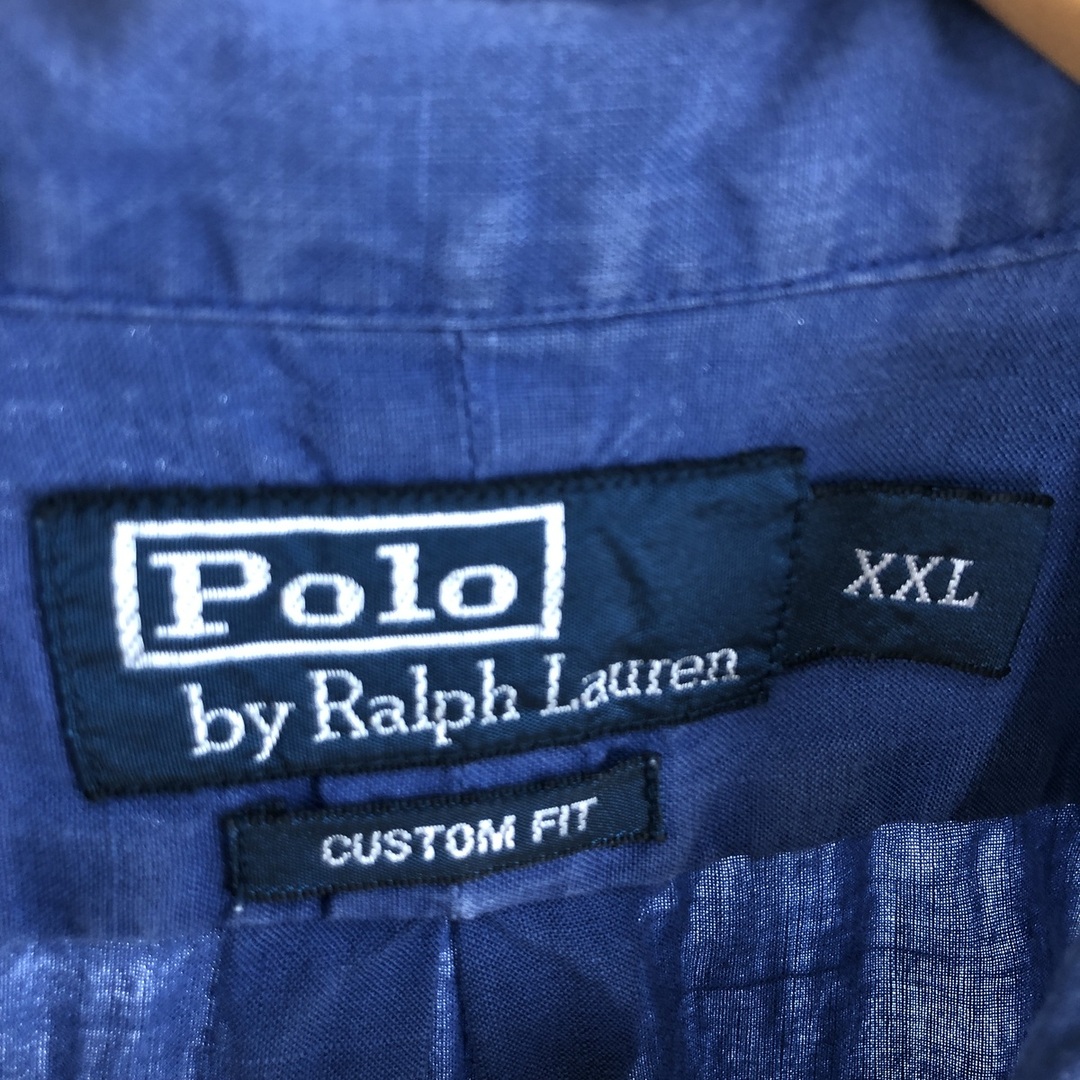 Ralph Lauren(ラルフローレン)の古着 ラルフローレン Ralph Lauren POLO by Ralph Lauren CUSTOM FIT 半袖 リネン×コットン ボタンダウンシャツ メンズXXL /eaa444648 メンズのトップス(シャツ)の商品写真