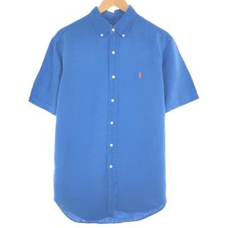 ラルフローレン(Ralph Lauren)の古着 ラルフローレン Ralph Lauren CLASSIC FIT クラシックフィット 半袖 リネン×シルク ボタンダウンシャツ メンズM /eaa444650(シャツ)