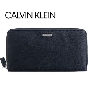 カルバンクライン(Calvin Klein)のカルバンクライン ラウンドファスナー長財布 CK ロゴプレート ブラック 箱付(長財布)