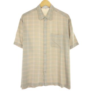 古着 PERRY ELLIS チェック柄 半袖 レーヨンシャツ メンズL /eaa444654(シャツ)