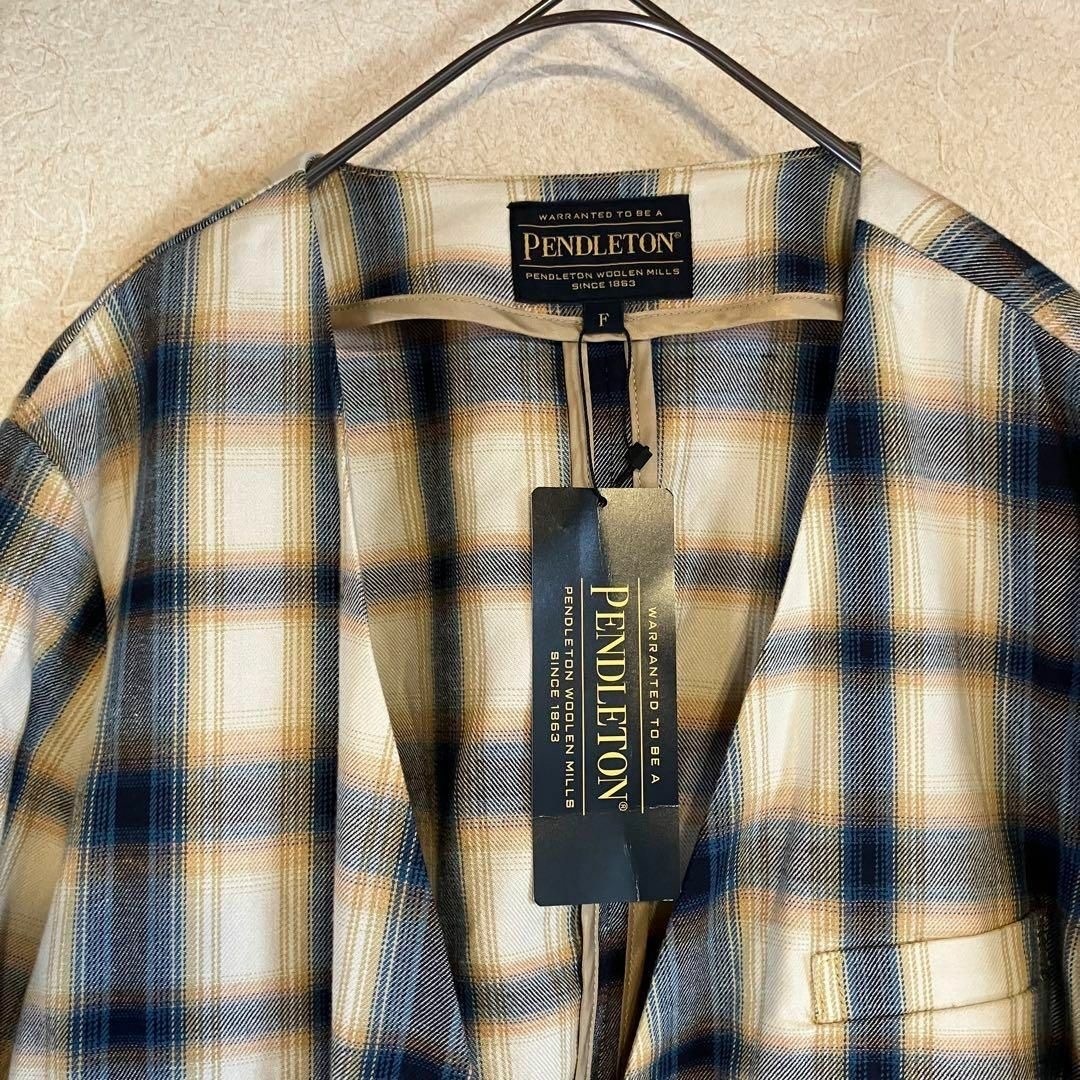 PENDLETON(ペンドルトン)の未使用タグ付》ペンドルトン　PENDLETON　チェック柄　ノーカラージャケット レディースのジャケット/アウター(ノーカラージャケット)の商品写真