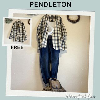 未使用タグ付》ペンドルトン　PENDLETON　チェック柄　ノーカラージャケット