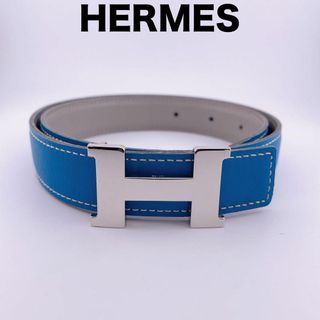 エルメス(Hermes)の【極美品】エルメス コンスタンス リバーシブル ベルト C刻印 ブルー 青(ベルト)