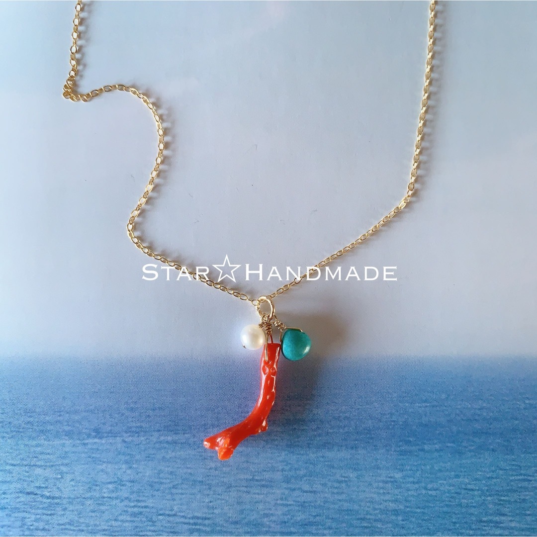 お選びください！ꫛꫀꪝ  赤珊瑚✴︎14kgfネックレス40cm ハンドメイドのアクセサリー(ネックレス)の商品写真