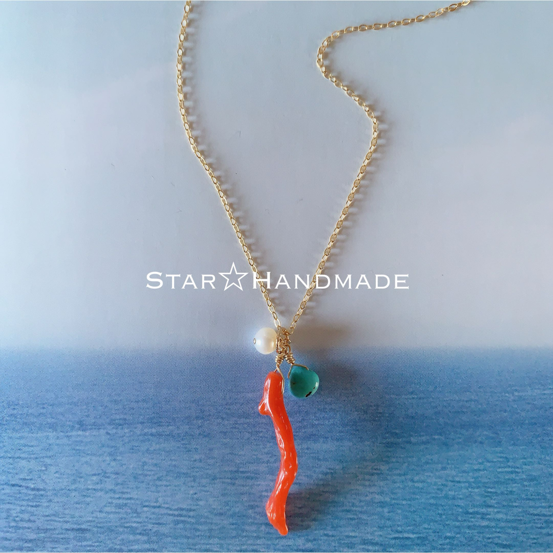 お選びください！ꫛꫀꪝ  赤珊瑚✴︎14kgfネックレス40cm ハンドメイドのアクセサリー(ネックレス)の商品写真