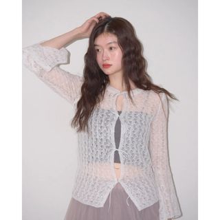 sheer knit ribbon tops(カーディガン)