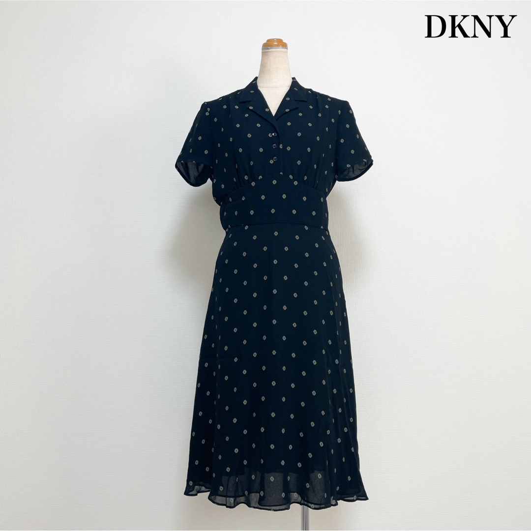 DKNY(ダナキャランニューヨーク)のDKNY 開襟ワンピース 黒 春夏 美シルエット♡ レディースのワンピース(ロングワンピース/マキシワンピース)の商品写真