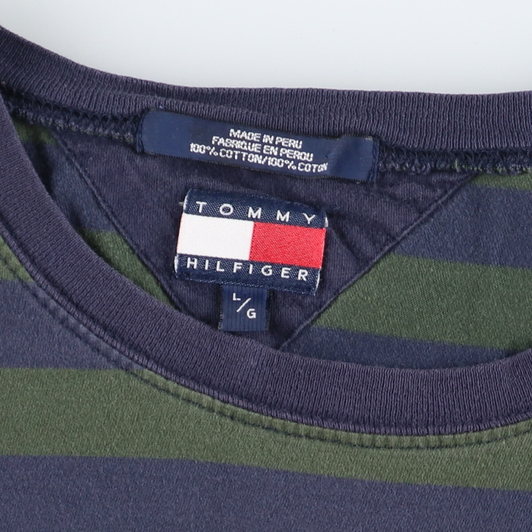 TOMMY HILFIGER(トミーヒルフィガー)の古着 90年代 トミーヒルフィガー TOMMY HILFIGER 半袖 ボーダーTシャツ メンズL ヴィンテージ /eaa431808 メンズのトップス(Tシャツ/カットソー(半袖/袖なし))の商品写真