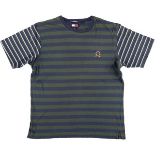 トミーヒルフィガー(TOMMY HILFIGER)の古着 90年代 トミーヒルフィガー TOMMY HILFIGER 半袖 ボーダーTシャツ メンズL ヴィンテージ /eaa431808(Tシャツ/カットソー(半袖/袖なし))