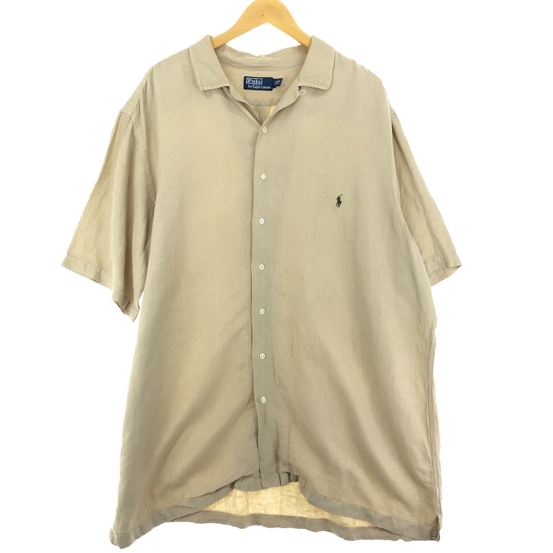 Ralph Lauren(ラルフローレン)の古着 ラルフローレン Ralph Lauren POLO by Ralph Lauren 半袖 オープンカラー リネン×シルクシャツ メンズXXL /eaa444769 メンズのトップス(シャツ)の商品写真