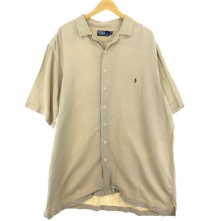 ラルフローレン(Ralph Lauren)の古着 ラルフローレン Ralph Lauren POLO by Ralph Lauren 半袖 オープンカラー リネン×シルクシャツ メンズXXL /eaa444769(シャツ)