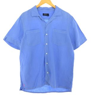 ラルフローレン(Ralph Lauren)の古着 ラルフローレン Ralph Lauren POLO RALPH LAUREN 半袖 オープンカラー リネン×シルクシャツ メンズM /eaa444771(シャツ)