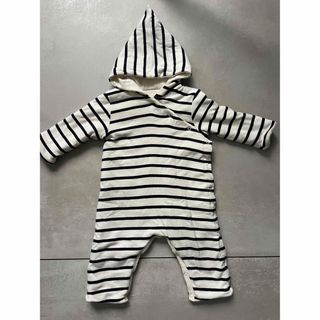 プチバトー(PETIT BATEAU)のプチバトー　カバーオール　ボーダー(ロンパース)