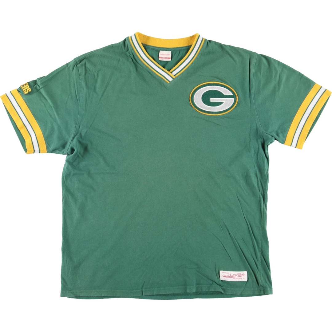 古着 MITCHELL & NESS NFL GREEN BAY PACKERS グリーンベイパッカーズ Vネック ロゴTシャツ メンズL  /eaa440564 メンズのトップス(Tシャツ/カットソー(半袖/袖なし))の商品写真