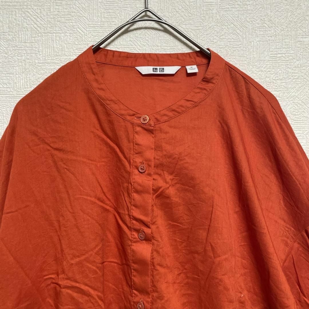 UNIQLO(ユニクロ)のユニクロ コットンギャザーブラウス Mサイズ　オレンジ ♫ レディースのトップス(シャツ/ブラウス(長袖/七分))の商品写真