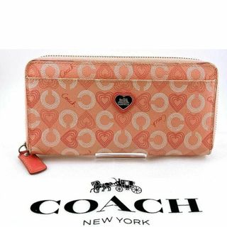 コーチ(COACH)のコーチ ウェイバリーハーツ ジップアラウンド 長財布 PVC ピンク(財布)