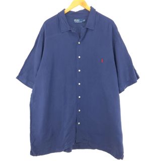 ラルフローレン(Ralph Lauren)の古着 ラルフローレン Ralph Lauren POLO by Ralph Lauren 半袖 オープンカラー リネン×シルクシャツ メンズXXL /eaa444772(シャツ)