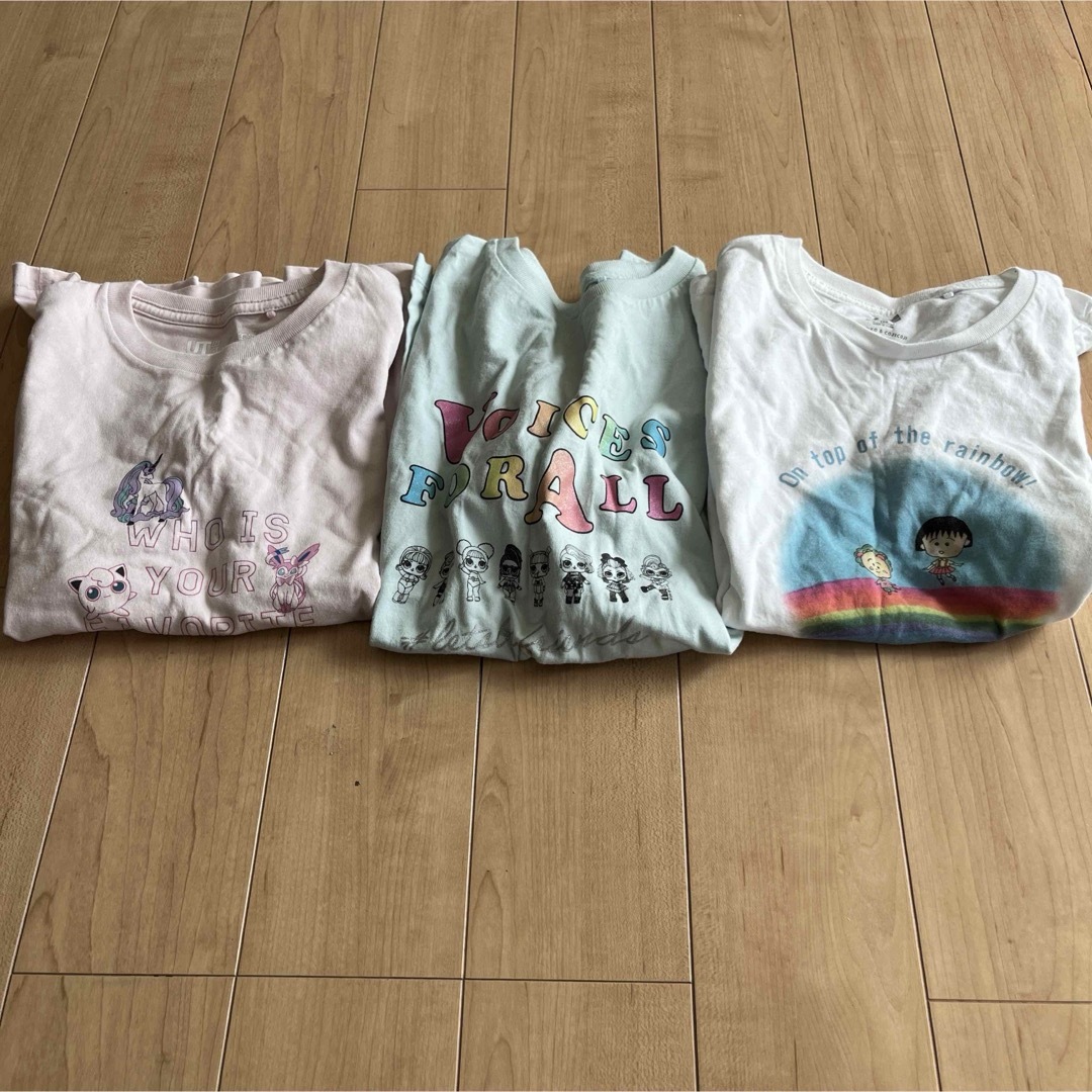 UNIQLO(ユニクロ)の女の子❤︎130サイズ❤︎Tシャツ❤︎UNIQLO❤︎３点 キッズ/ベビー/マタニティのキッズ服女の子用(90cm~)(Tシャツ/カットソー)の商品写真