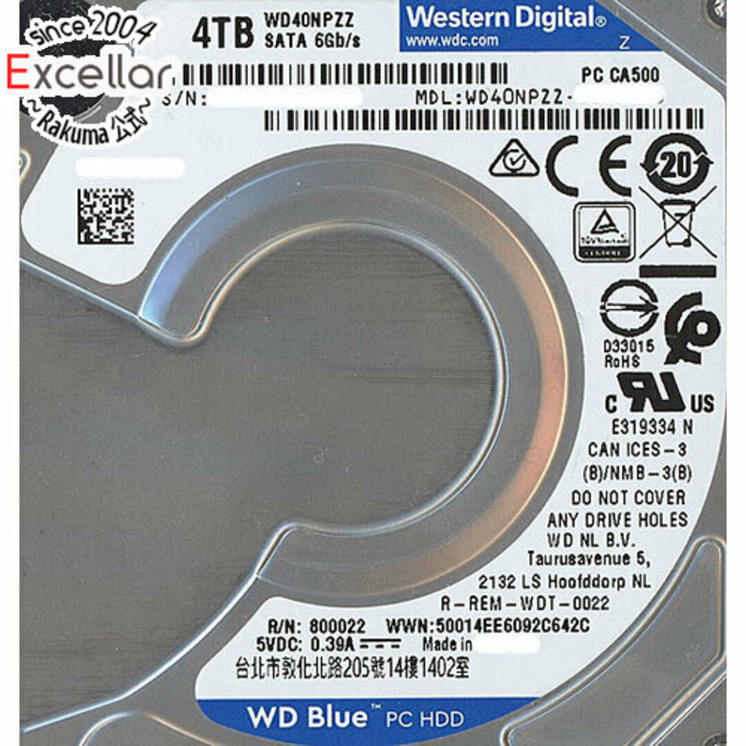 Western Digital(ウェスタンデジタル)のWesternDigital HDD 2.5inch　WD40NPZZ　4TB 15mm　200～500時間以内 スマホ/家電/カメラのPC/タブレット(PC周辺機器)の商品写真