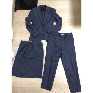 スーツカンパニー(THE SUIT COMPANY)のHILTONネイビーチェック テーラードジャケット×パンツ×スカート(スーツ)