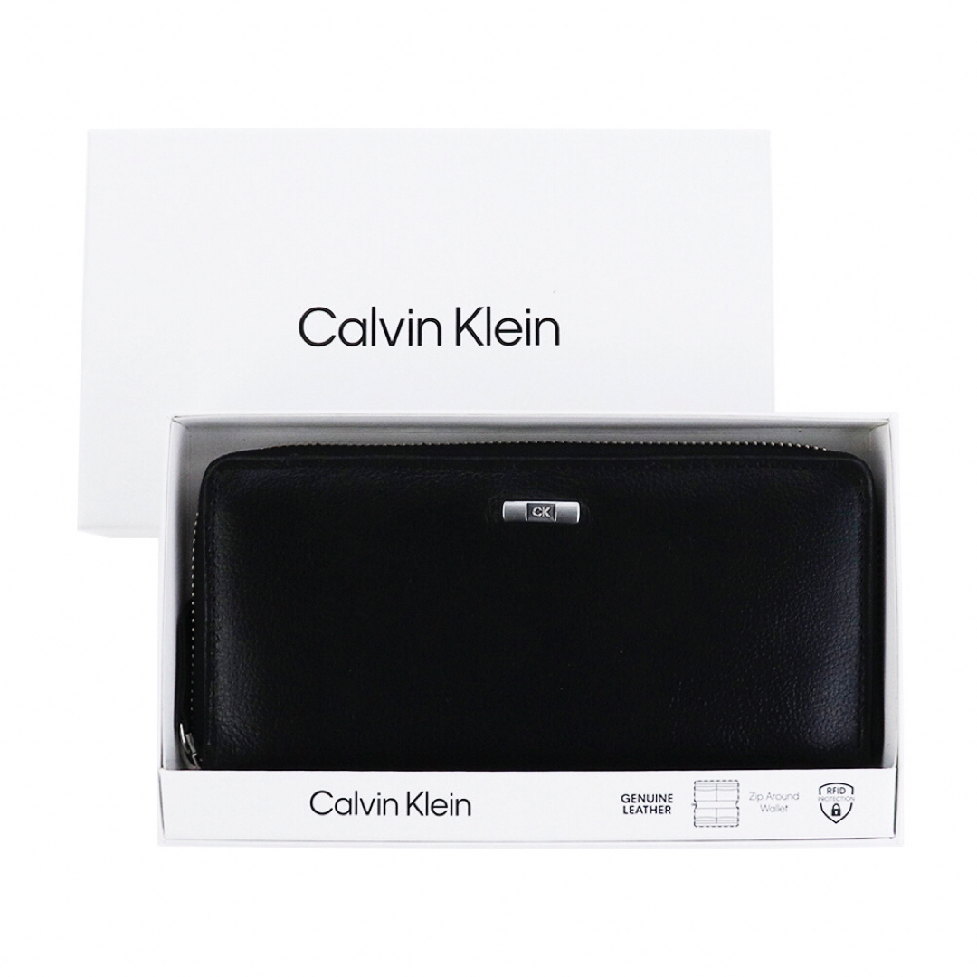 Calvin Klein(カルバンクライン)のカルバンクライン ラウンドファスナー長財布 CK レザー 本革 ブラック 箱付 メンズのファッション小物(長財布)の商品写真