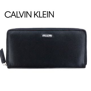 カルバンクライン(Calvin Klein)のカルバンクライン ラウンドファスナー長財布 CK レザー 本革 ブラック 箱付(長財布)