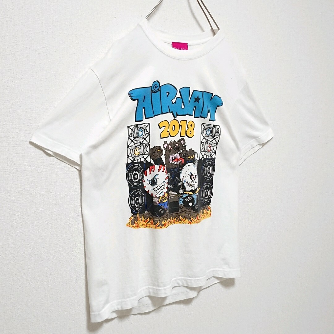 MISHKA(ミシカ)の希少 ミシカ エアジャム コラボ フロント プリント ホワイト 半袖 Tシャツ メンズのトップス(Tシャツ/カットソー(半袖/袖なし))の商品写真