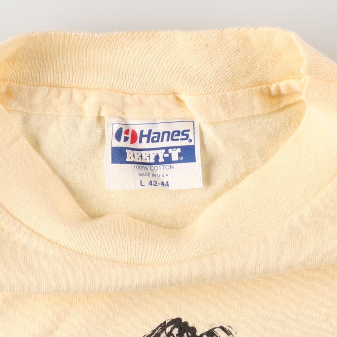 Hanes(ヘインズ)の古着 80年代 ヘインズ Hanes BEEFY-T 青タグ RASTAFARI ラスタファリ プリントTシャツ USA製 メンズL ヴィンテージ /eaa438302 メンズのトップス(Tシャツ/カットソー(半袖/袖なし))の商品写真