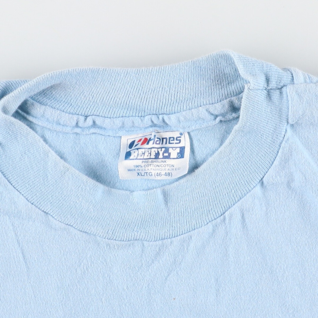 Hanes(ヘインズ)の古着 80年代 ヘインズ Hanes BEEFY-T 青タグ バックプリント プリントTシャツ USA製 メンズXL ヴィンテージ /eaa438304 メンズのトップス(Tシャツ/カットソー(半袖/袖なし))の商品写真