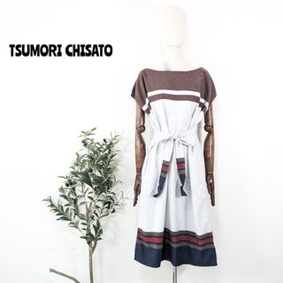 ツモリチサト(TSUMORI CHISATO)の★ TSUMORI CHISATO ツモリチサト ★バイカラー ワンピース 柄物(ひざ丈ワンピース)