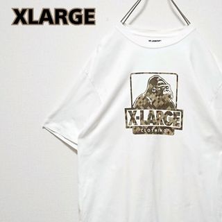 XLARGE - 定番モデル エクストララージ カモフラ柄 ロゴ ホワイト 半袖 Tシャツ