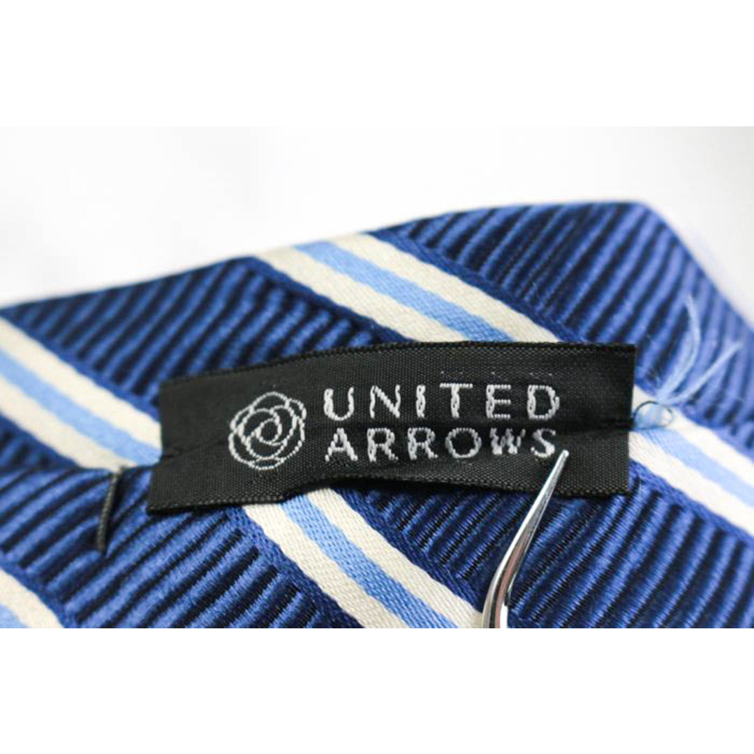 UNITED ARROWS(ユナイテッドアローズ)のユナイテッドアローズ ブランド ネクタイ ストライプ柄 シルク コットン フランス製 PO  メンズ ブルー UNITED ARROWS メンズのファッション小物(ネクタイ)の商品写真