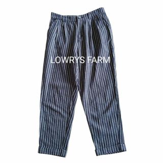 ローリーズファーム(LOWRYS FARM)のローリーズファーム　ネイビー×オフ白ストライプパンツ　七、八分丈　Lサイズ(クロップドパンツ)