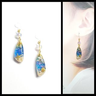 No.1408-B　海☆ピアス・イヤリング(ゴールド)