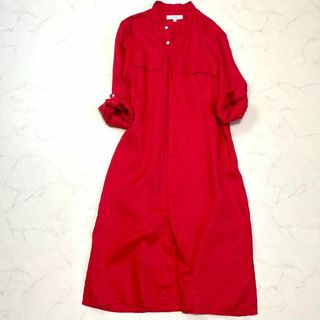 BEAUTY&YOUTH UNITED ARROWS - 美品♪ビューティーアンドユース ロングリネンシャツワンピース 麻  バンドカラー