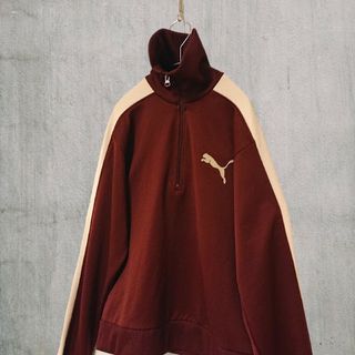 プーマ(PUMA)のPUMA ハイネック トラックジャケット ハーフジップ ブラウン/ホワイト(ジャージ)