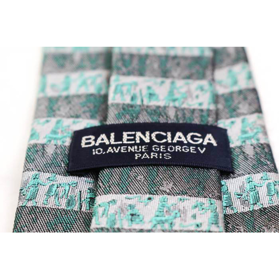 Balenciaga(バレンシアガ)のバレンシアガ ブランド ネクタイ ボーダー柄 パネル柄 人 シルク 日本製 PO  メンズ グレー BALENCIAGA メンズのファッション小物(ネクタイ)の商品写真