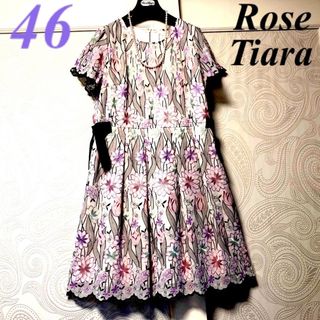 Rose Tiara - 46大きいサイズ　ローズティアラ♡ジュエル　総刺繍♡エレガント♡ワンピース